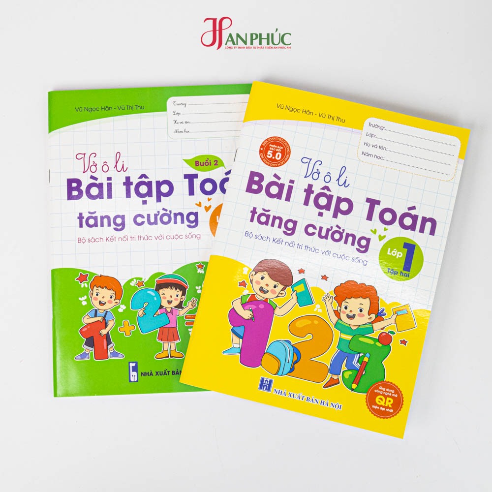 Sách - Vở ô li Bài Tập Toán Tăng Cường Lớp 1 Tập 1 và Tập 2 - Kết Nối
