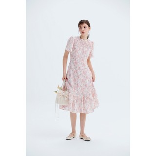 Đầm OLV kiểu cotton voan hoa chiết eo nhiều màu Rani và Pink Camelia thanh lịch nữ tính