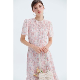 Đầm OLV kiểu cotton voan hoa chiết eo nhiều màu Rani và Pink Camelia thanh lịch nữ tính