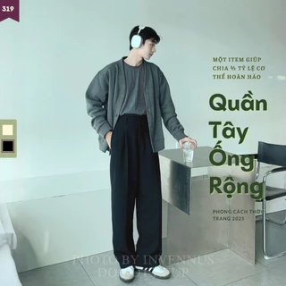 Quần dài nam Loose Pants INVENNUS, quần suông ống rộng chất liệu tuyết mưa cao cấp dày dặn [319]