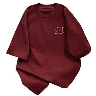 Áo phông form rộng tay lỡ nam nữ chất vải Cotton - mèo in ngực mẫu mới