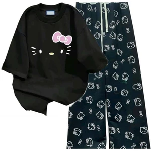 Sét Quần Ống Suông Mèo + Mix Áo Phông Form Rộng Tay Lỡ unisex-mèo Đơn Giản