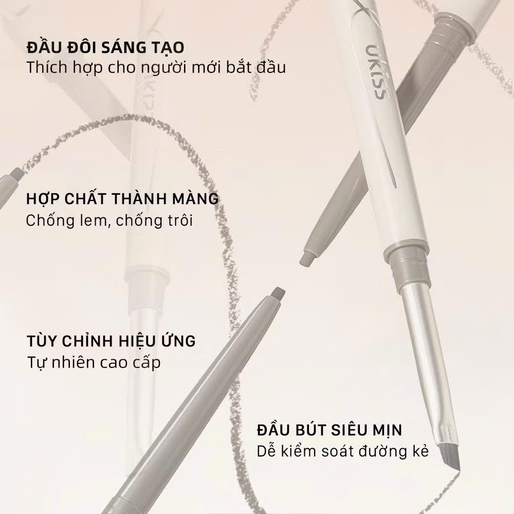 UKISS Bút chì kẻ mắt Gel hai đầu với cọ kẻ mắt Chống thấm nước lâu trôi 50mg | NHÍM HOUSE