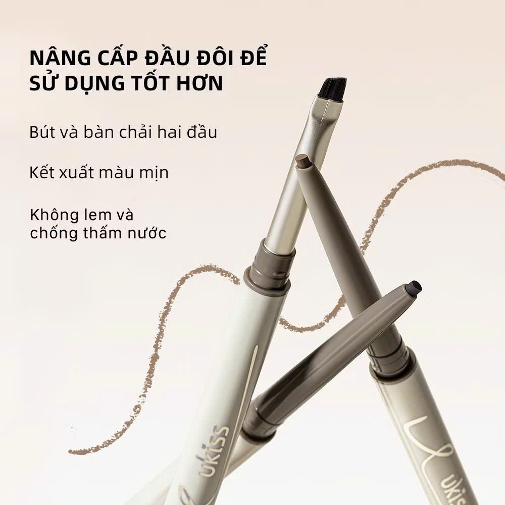 UKISS Bút chì kẻ mắt Gel hai đầu với cọ kẻ mắt Chống thấm nước lâu trôi 50mg | NHÍM HOUSE