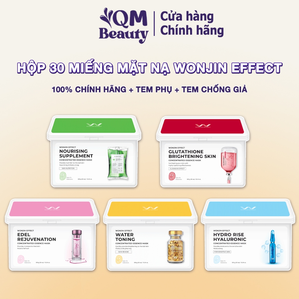 Hộp 30 miếng mặt nạ Wonjin Effect dưỡng trắng sáng, chống lão hóa chính hãng Hàn Quốc