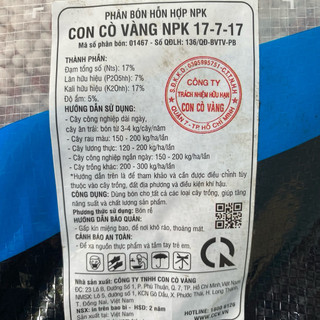 1kg Phân bón NPK 17-7-17 CCV giúp Nuôi Trái, Tăng Độ Ngọt Cho Trái , Tăng Sản Lượng Mũ Cao Su Cây Ăn Trái, Cây Rau
