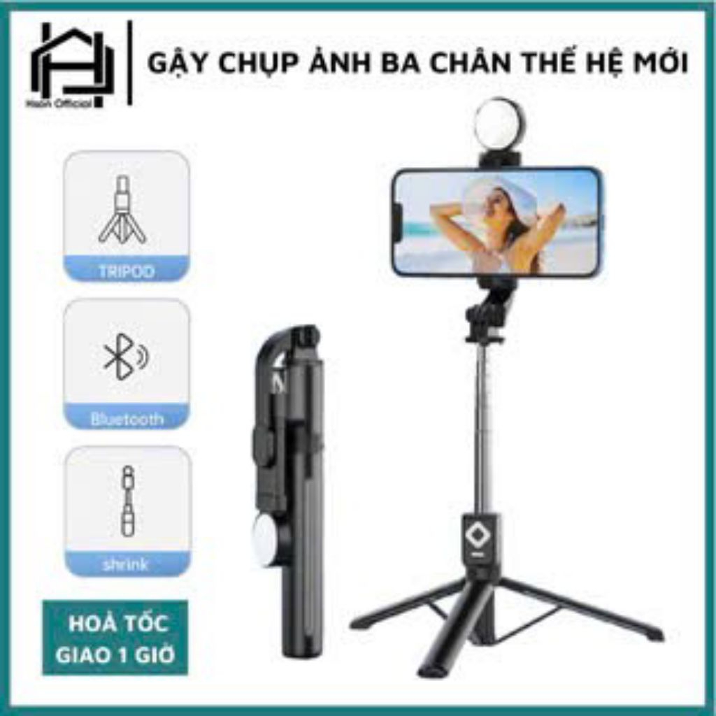 Gậy chụp hình 3 chân B11s  có đèn  và remote chụp ảnh từ xa