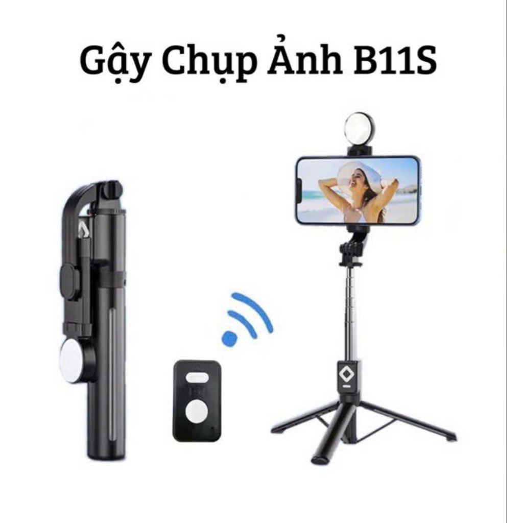 Gậy chụp hình 3 chân B11s  có đèn  và remote chụp ảnh từ xa