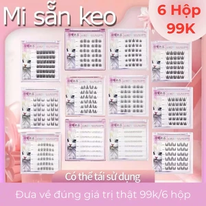Lông mi giả SẴN KEO 99K/6 hộp, có thể tái sử dụng, chống nước 24h chuẩn dáng Hàn Quốc