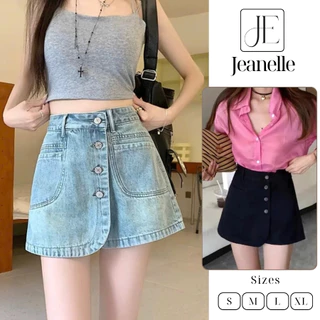 Quần short jean nữ giả váy lưng cao chân váy xanh ngắn chữ a dáng ôm hot trend 2025 GV04 Jeanelle Store