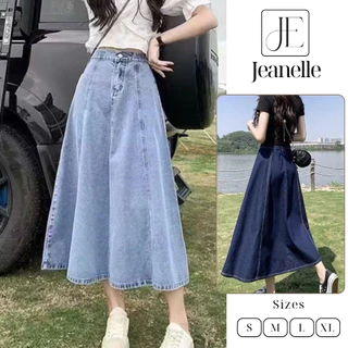 Chân váy nữ dáng dài cạp cao dáng xoè, chân váy jeans Biggsize 40kg-65kg bồng bềnh siêu hót 2024 H3 Jeanelle Store