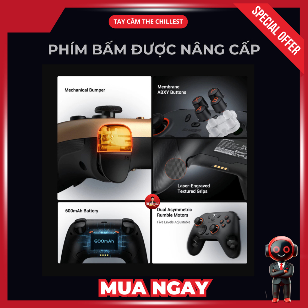 Tay cầm Gamesir Nova 2 Lite, Tặng bọc cần + bảo về cần, Polling rate 1000 Hz, Hall Effect, Macro, Trigger Lock, BH 12T | BigBuy360 - bigbuy360.vn