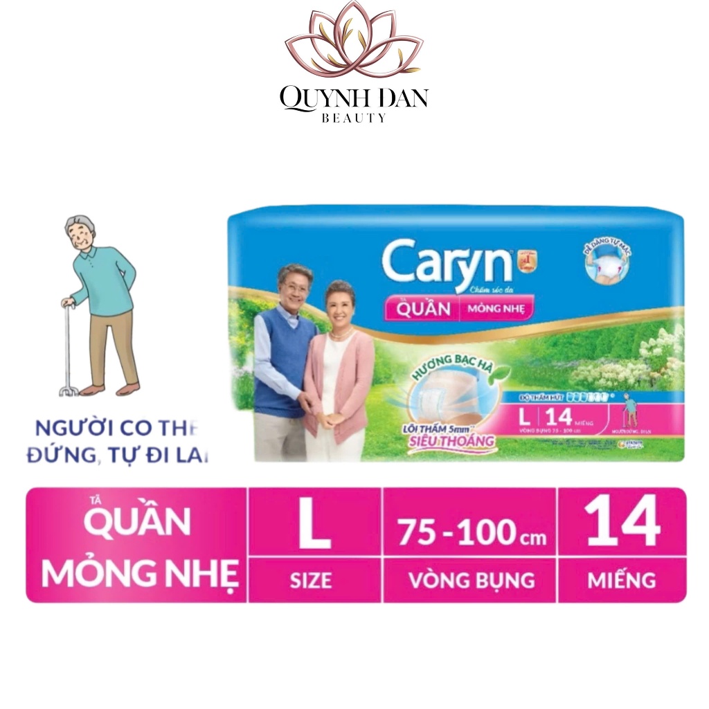 Tã/Bỉm Quần Người Lớn Caryn Mỏng Nhẹ Chống Tràn Dành Cho Người Già Có Thể Tự Đi Lại
