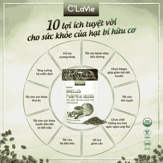 Hạt bí hữu cơ bóc vỏ Organic Pumpkin seeds Markal/ Sottolestelle/ C'lavie
