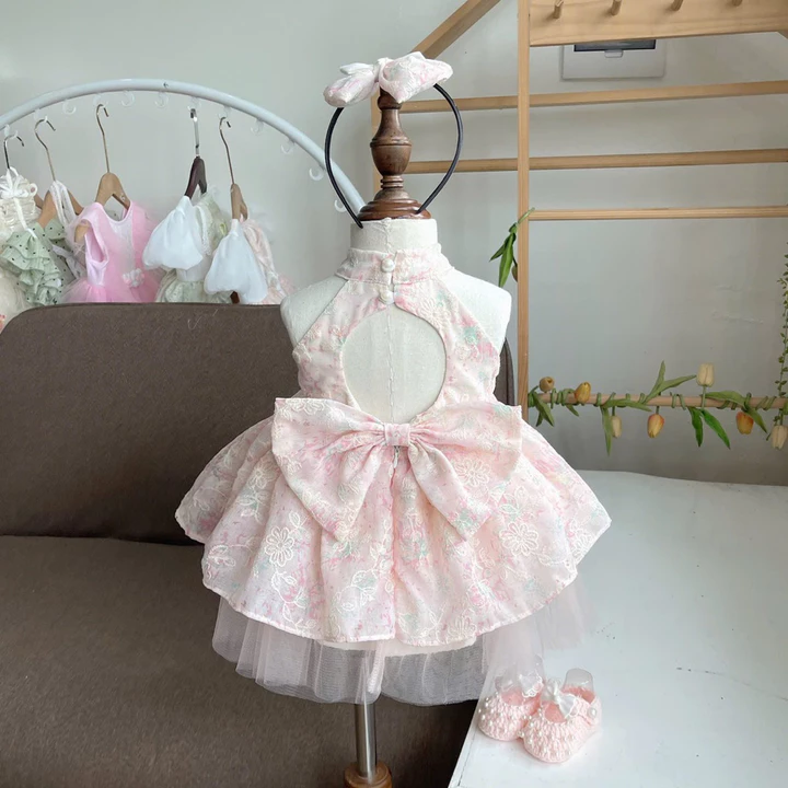 Váy Yếm Công Chúa Hoa Tulip NHÍM XÙ KIDS Cho Bé Gái Sơ Sinh, Thôi Nôi, Sinh Nhật V091
