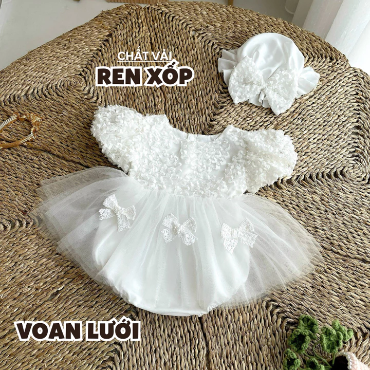 3-11kg Body váy công chúa trắng RIOKIDS quần áo cho bé gái sơ sinh đầy tháng thôi nôi BD196