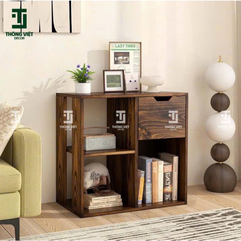 [TV-D002]Kệ Gỗ Trang Trí Đa Năng Phong Cách Nhật Bản, Giá Để Sách Tủ Đầu Giường Mini Decor Phòng Ngủ