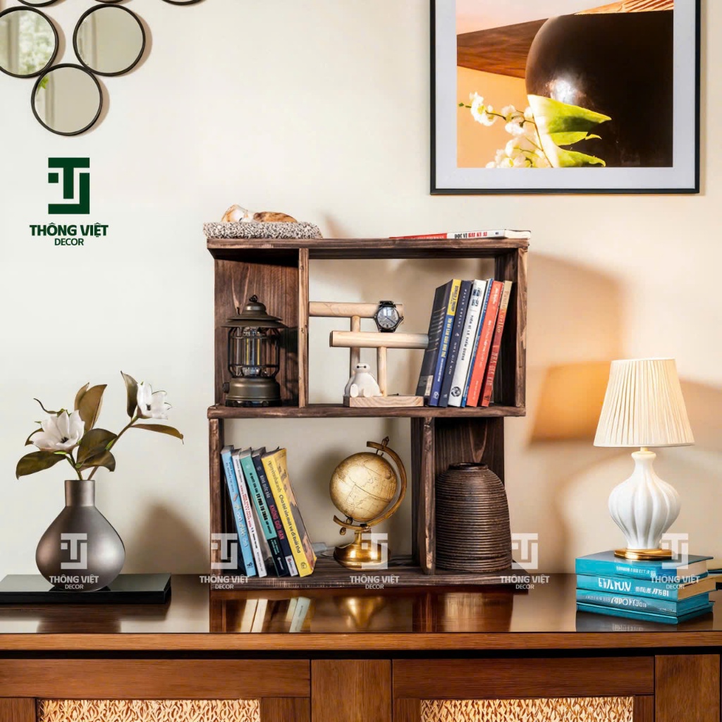 [TV-D004]Kệ Gỗ Trang Trí Kiêm Tủ Đầu Giường Hình Ziczac Để Sách Đồ Decor Phòng Ngủ Góc Làm Việc