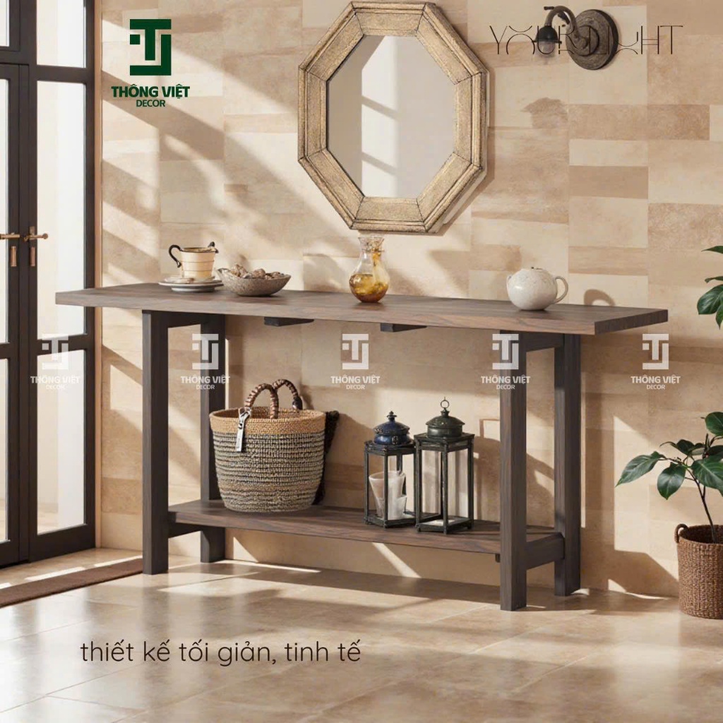 [TV-D008]Bàn Console Trang Trí Phòng Khách, Bàn Đặt Sảnh Kệ Trưng Bày Decor Phong Cách Tối Giản Gỗ Tự Nhiên