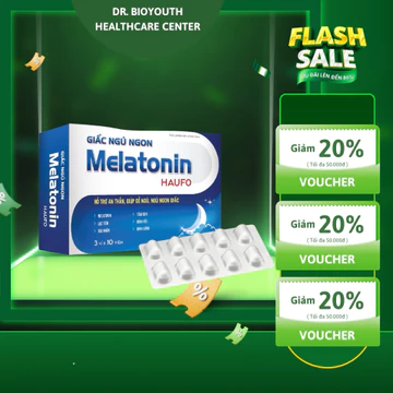 Viên uống GIẤC NGỦ NGON Melatonin HauFO (Hộp 30 viên) Hỗ trợ an thần, giúp dễ ngủ, ngủ ngon giấc.