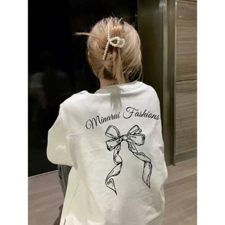 Áo thun phông nam nữ chất liệu cotton khô form rộng dấu quần in hình nơ MINA