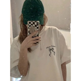 Áo thun phông nam nữ chất liệu cotton khô form rộng dấu quần in hình nơ MINA