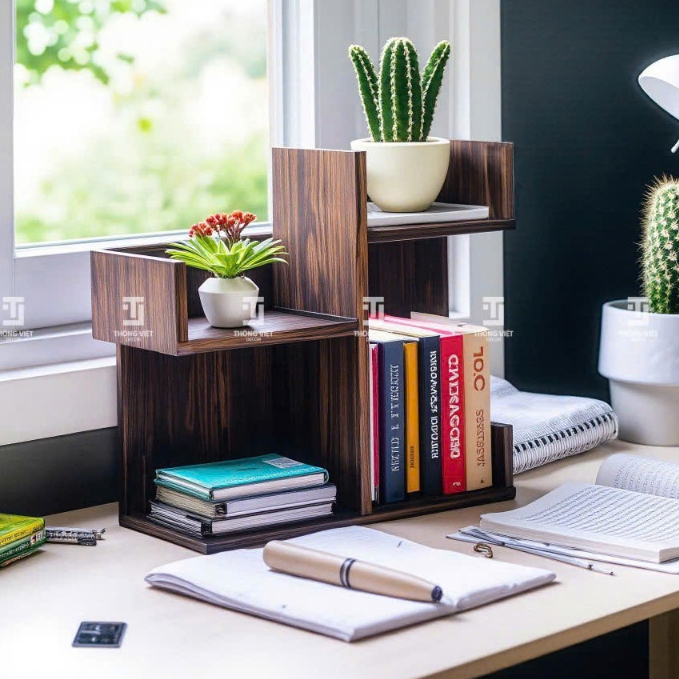 [TV-D006] Kệ Gỗ Decor Xương Rồng Mini Kiêm Tap Đầu Giường, Tủ Đựng Sách Mini Trang Trí Phòng Ngủ