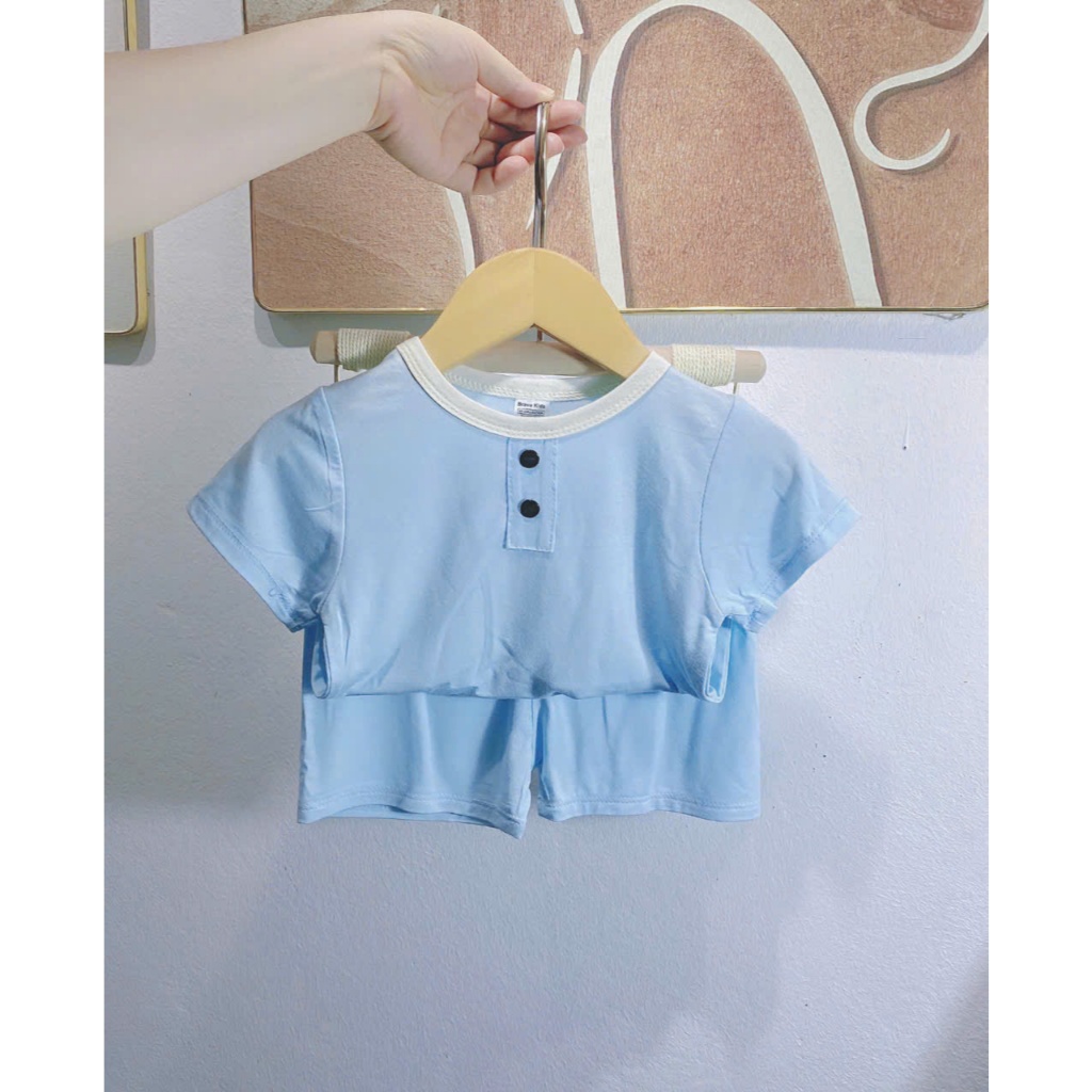 combo 3 bộ thun lạnh cổ trụ giả cho bé trai và gái màu ngẫu nhiên
