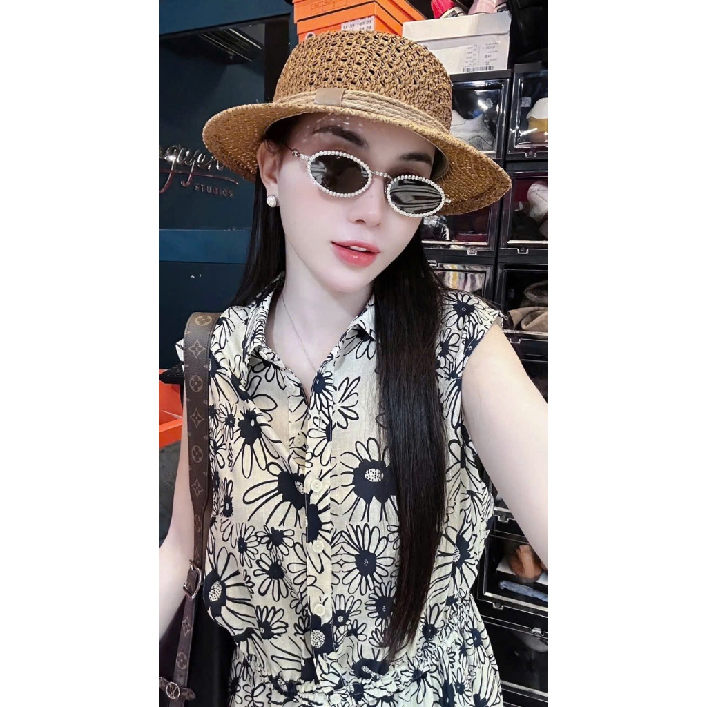 2026.Sét áo sơmi+ chân váy xoè in hoa. Đủ size SMLXL mát, mềm [IN HOA- CV XOÈ]