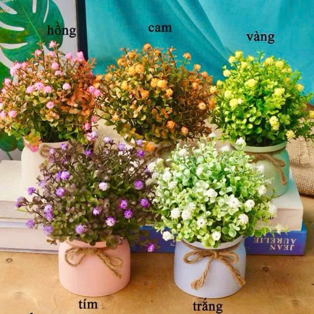 Chậu hoa giả để bàn hoa trí phong cách vintage(NHIỀU MẪU) siêu đẹp