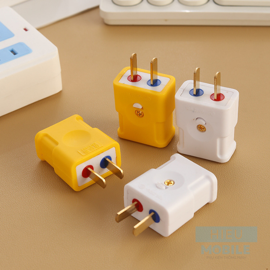 Phích cắm 2 chân dẹt xoay cho ổ điện chuyển đổi chân thẳng hoặc xéo 10A 250V