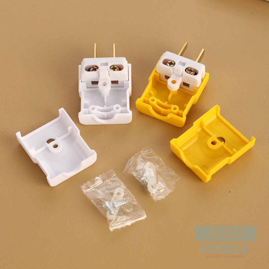 Phích cắm 2 chân dẹt xoay cho ổ điện chuyển đổi chân thẳng hoặc xéo 10A 250V