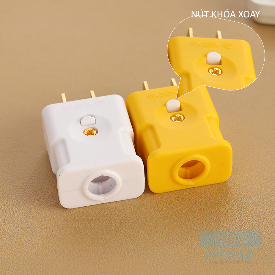Phích cắm 2 chân dẹt xoay cho ổ điện chuyển đổi chân thẳng hoặc xéo 10A 250V