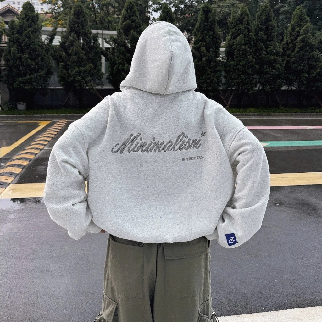 Áo Hoodie Zip COTTON Thêu Nổi NQ30 BLISS - Áo Khoác Form Boxy Form Rộng Nam Nữ Unisex | BigBuy360 - bigbuy360.vn