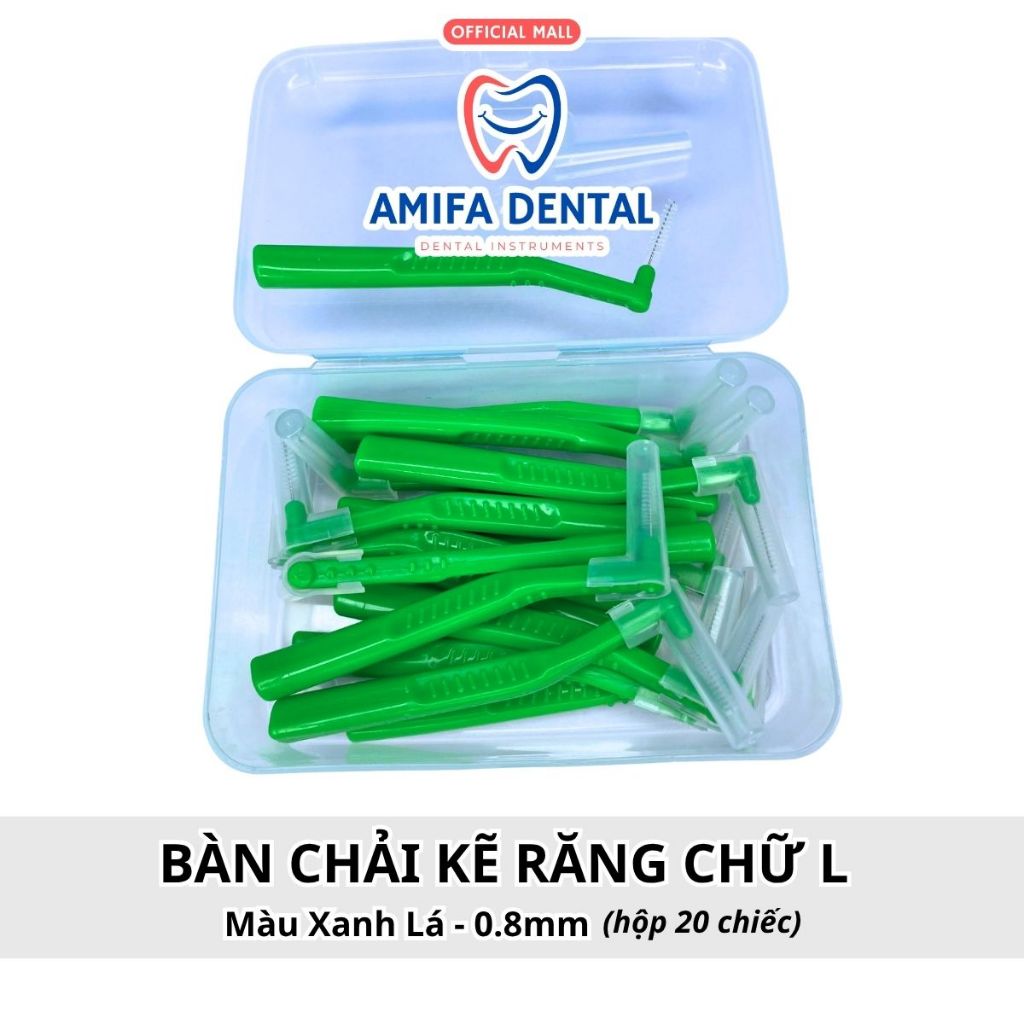Bàn Chải Kẽ Răng Chữ L Hộp 20 Chiếc, Bàn Chải Kẽ Vệ Sinh Răng Niềng, Bàn Chải Làm Sạch Kẽ Răng