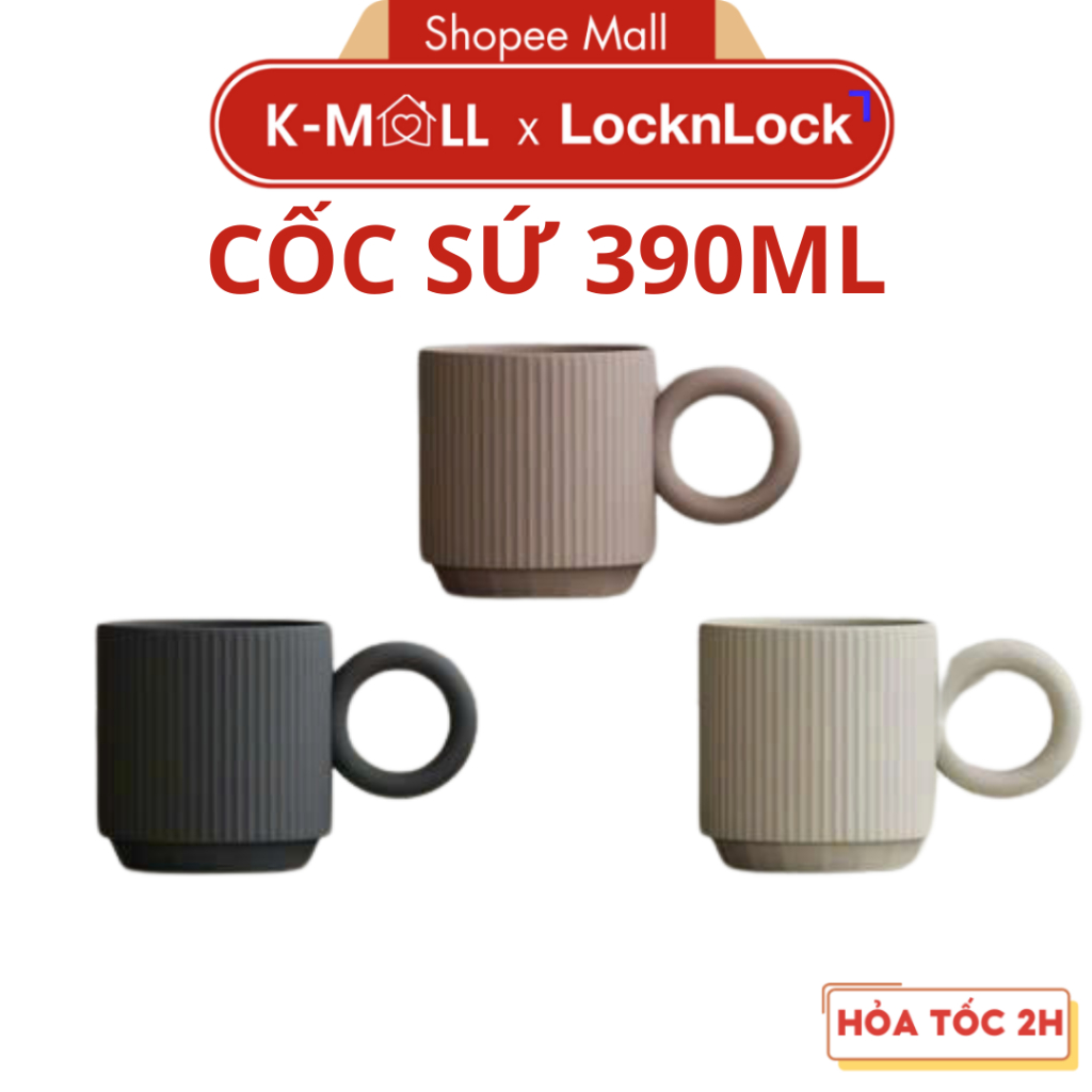 Cốc Bằng Sứ LocknLock Ceramic Mug TLL564, 3 Màu Lựa Chọn, Dung Tích 390ml - K-MALL