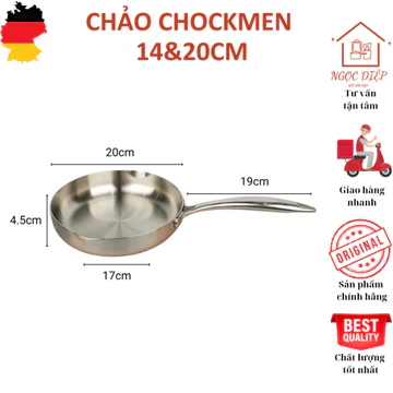 Chảo CHOCKMEN 14,20cm, chảo inox chống dính, chảo chống dính, chảo cao cấp, chảo inox liền khối