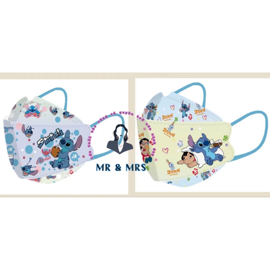( Set 10/20/60/100C) Khẩu Trang Hoạt Hình Stitch Cho Bé 4-12T