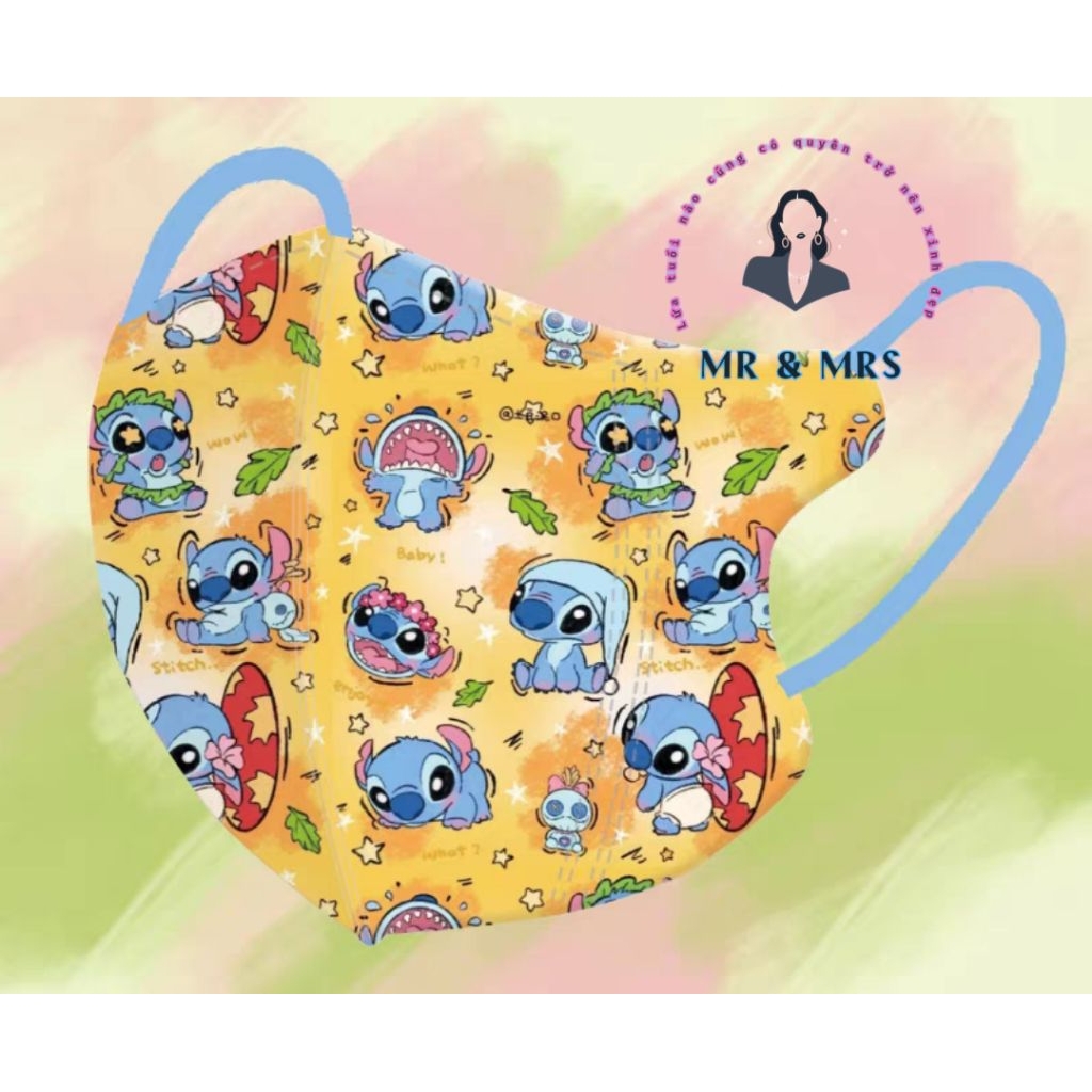 ( Set 10/20/60/100C) Khẩu Trang Hoạt Hình Stitch Cho Bé 4-12T