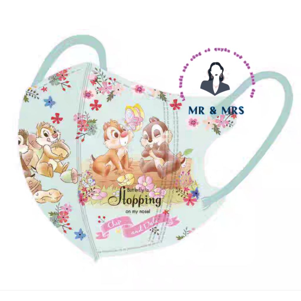 (Set 10/60c) Khẩu Trang Hoạt Hình Chip & Dale Cho Bé 4-12T