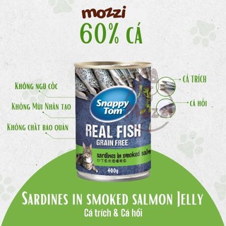 Pate cho mèo Snappy Tom lon 400gr Real Fish Real Meat