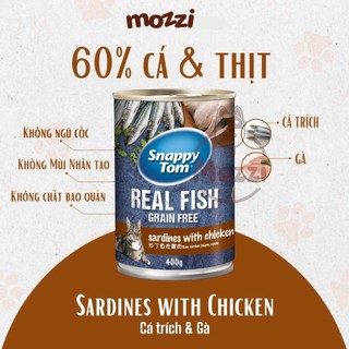 Pate cho mèo Snappy Tom lon 400gr Real Fish Real Meat