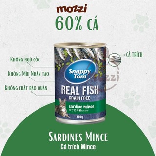 Pate cho mèo Snappy Tom lon 400gr Real Fish Real Meat