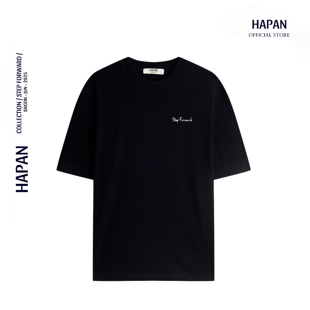 Áo Thun Áo Phông HAPAN|BST BASIC STEP FORWARD BLACK |Thêu,Form LOOSE ...