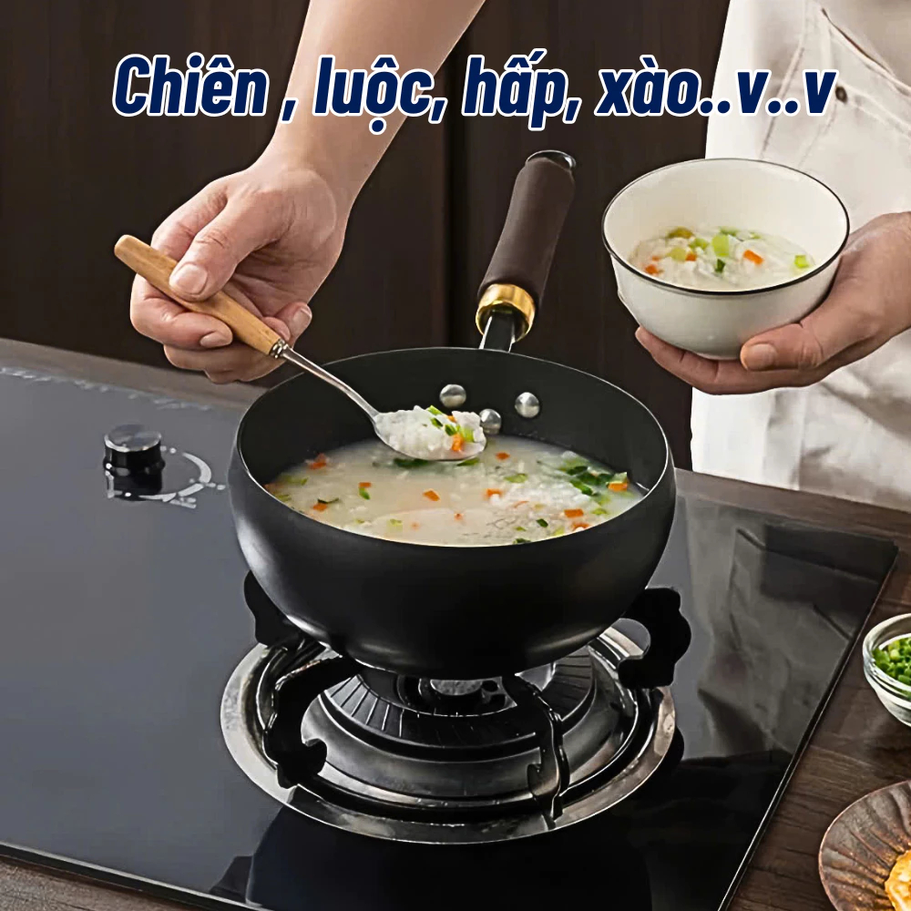 Chảo lòng sâu chống dính – Tay cầm cách nhiệt – Dùng cho mọi loại bếp – Chảo nấu ăn tiện lợi