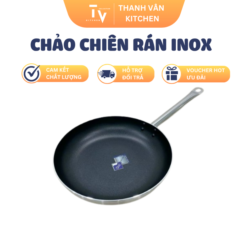 Chảo Chiên Rán INOX Chống Dính 2 Đáy Dùng Được Bếp Từ Nhiều kích thước ...