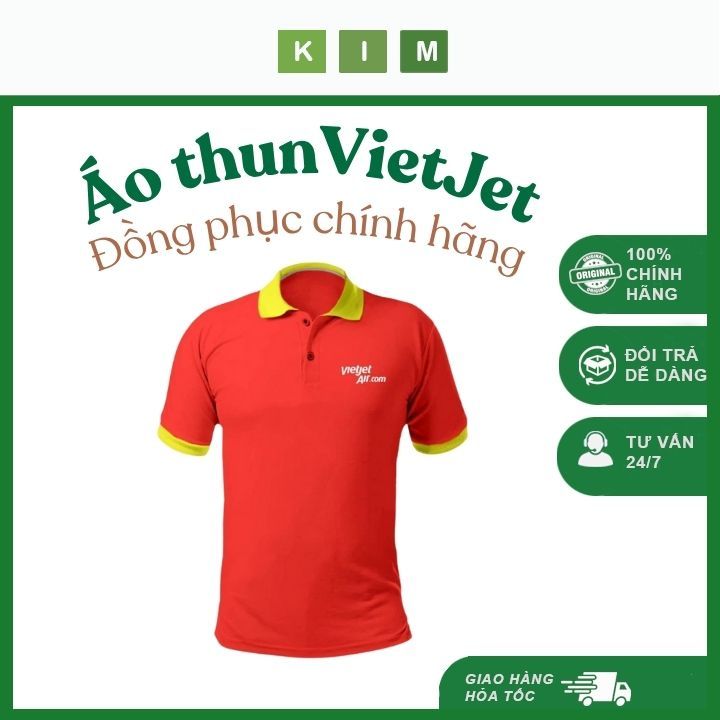 Áo thun nam nữ Vietjet chất dày dặn - Áo thun nam nữ VJ thoải mái co giãn đủ size
