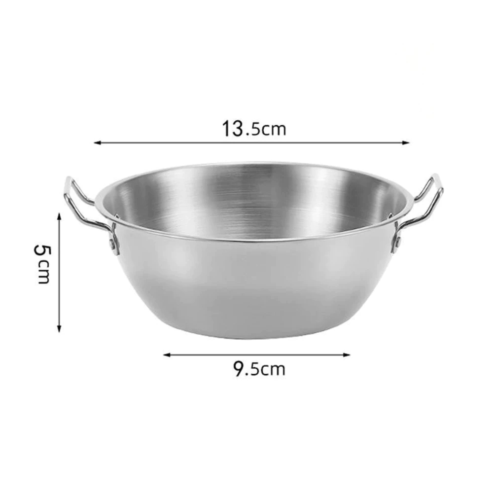 Bát inox SUS 304 có quai kèm thìa, bát mì Hàn Quốc dày dặn, chống gỉ, dùng ăn cơm, cháo, ngũ cốc