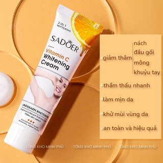 Kem Trắng Da Giảm Thâm Nách, Mông, Đầu Gối, Khuỷu Tay SADOER 50g Vitamin C Whitening Mờ Đốm Thâm Và Dưỡng Ẩm Da