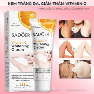 Kem Trắng Da Giảm Thâm Nách, Mông, Đầu Gối, Khuỷu Tay SADOER 50g Vitamin C Whitening Mờ Đốm Thâm Và Dưỡng Ẩm Da